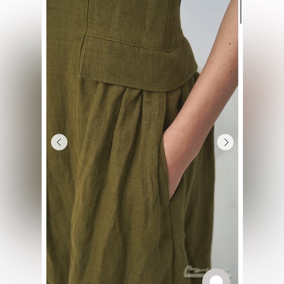 Baltic Linen Jura Olive Green Pure Linen Dress Size 36 Small - Picture 4 of 16
